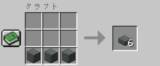作業台を使って磨かれた凝灰岩のハーフブロックにクラフトする