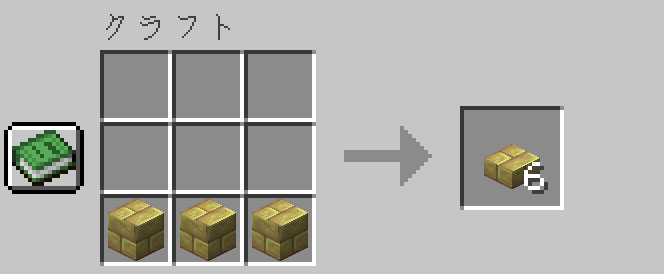 作業台を使って硫黄レンガのハーフブロックを入手する
